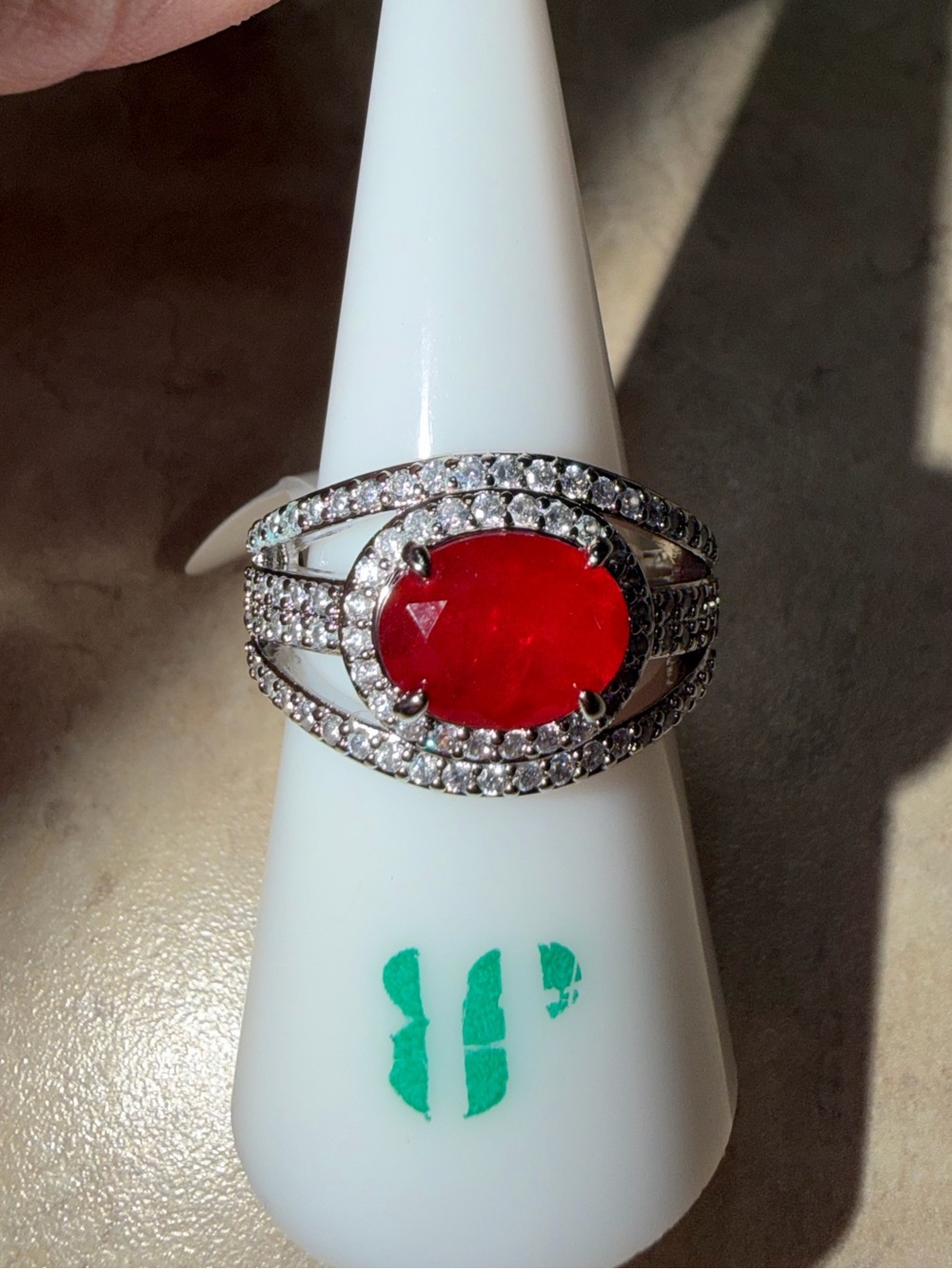 Bomb Party Size 8 Ring-All Eyes On Me Ruby on Rhodium RG34006